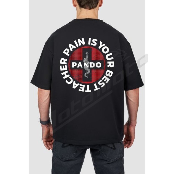 Marškinėliai PANDO MOTO LUKE PAIN juodi uniex