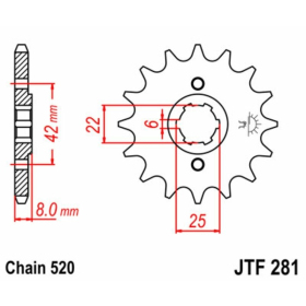 JT Grandinės komplektas 520X1R3 14/48 Honda XR 500R 93-84