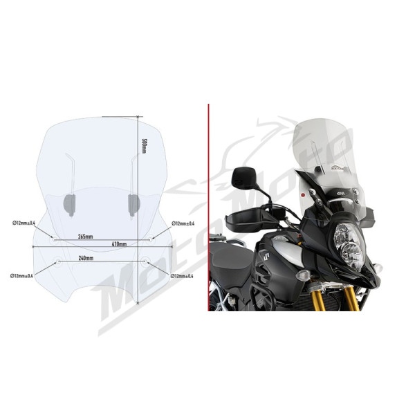 GIVI Priekinis stiklas skaidrus 50x41cm Suzuki DL 1000 V-Storm 14-19
