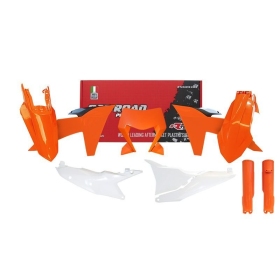 RACETECH Plastikų komplektas KTM EXC, EXC-F 150/500cc 2024 Oranžinė/ Balta