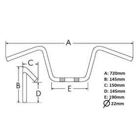 UNIVERSAL STEEL HANDLEBAR 720mm