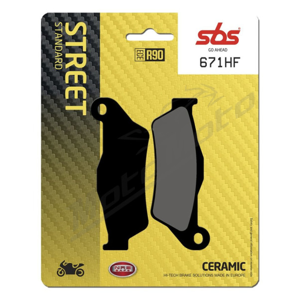 SBS HF Street 671HF Ceramic Organic Brake Pads Aprilia / Benelli / Bimota / BMW / Cagiva / CF Moto / KTM / Sherco / TM Racing / Yamaha 125-1290cc 93-24