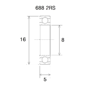 BLACK BEARING B5 Bearing 8x16x5 mm 688-2RS