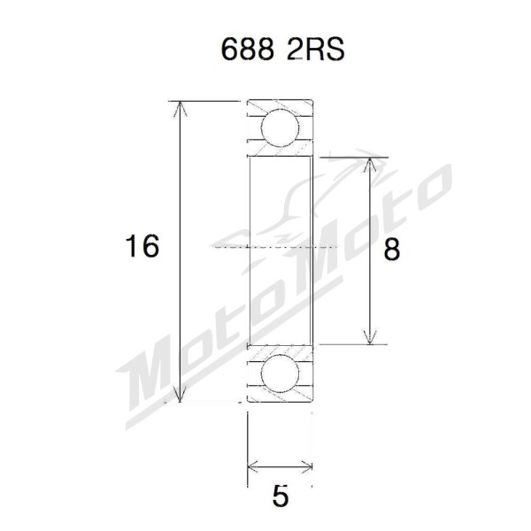 BLACK BEARING B5 guolis 8x16x5 mm 688-2RS