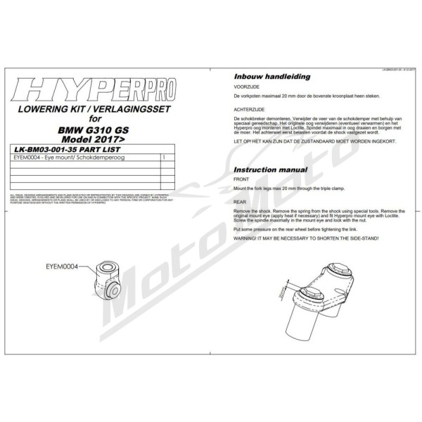 HYPERPRO Lowering Spring Rear BMW G 310 GS 17-24