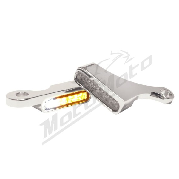HEINZ BIKES LED Handlebar Turn Signals/ Position Lights Chrome Harley Davidson FLS / FLSS / FXSB / FXST / FXSE 1690/1800 13-17