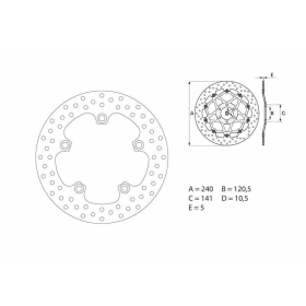 BREMBO Serie Oro apvalus fiksuotas stabdžių diskas galinis ​​​​​​​SUZUKI GSF / GSR / GSX / SFV / SV 600-1250cc 2006-2024