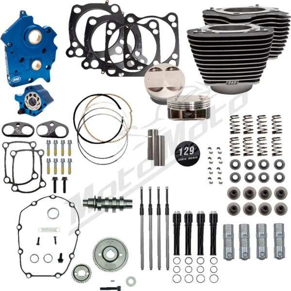 S&S CYCLE 129" OC Power Package Engine Performance Kit Harley Davidson FLDE/ FLFB / FLHRC / FLTRX / FLTRXS / FXST 1750-1923 17-23