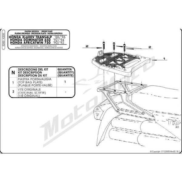KAPPA Galinės daiktadėžės Monokey plokštele Honda XL / NX 600-650 88-96