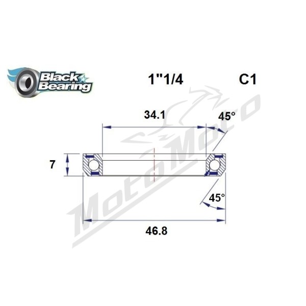 BLACK BEARING 45°/45° Headset Bearing 34.1x46.8x7 mm HB-C1
