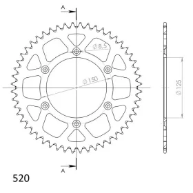 Supersprox Rear Sprocket Alu RAL-990 52T Husaberg / Husqvarna / KTM 250-505cc 98-23