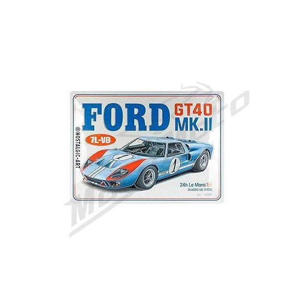 TIN SIGN FORD GT40 24H LE MANS 1966 30x40 