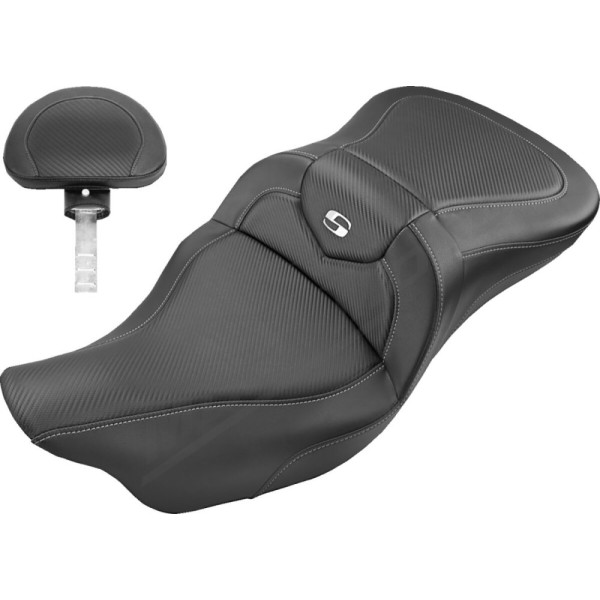 SADDLEMEN Roadsofa anglies pluošto sėdynė su atlošu Harley Davidson FLHR / FLHRC / FLHTC / FLHX / FLTRX 1584-1923 08-24
