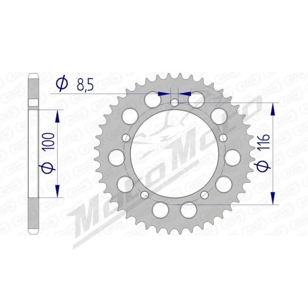 AFAM Aluminium Rear Sprocket 420 44 teeth KAWASAKI KX / SUZUKI RM 60cc 79-03