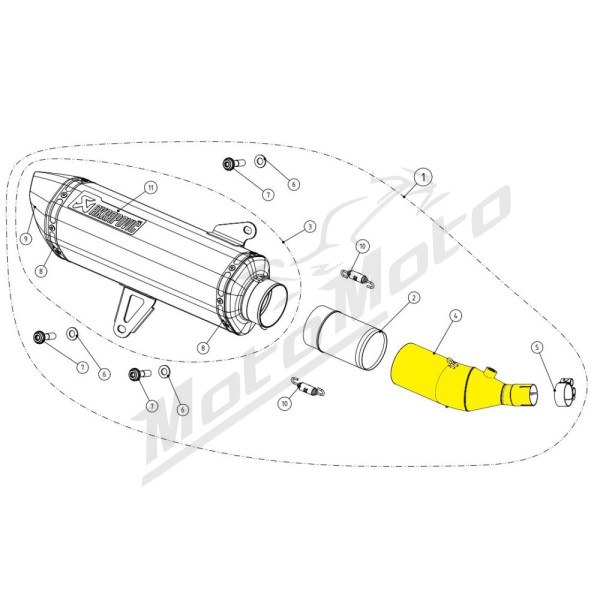 AKRAPOVIC Duslintuvo jungiamasis vamzdis nerūdijančio plieno Yamaha MW 125-300 21-24