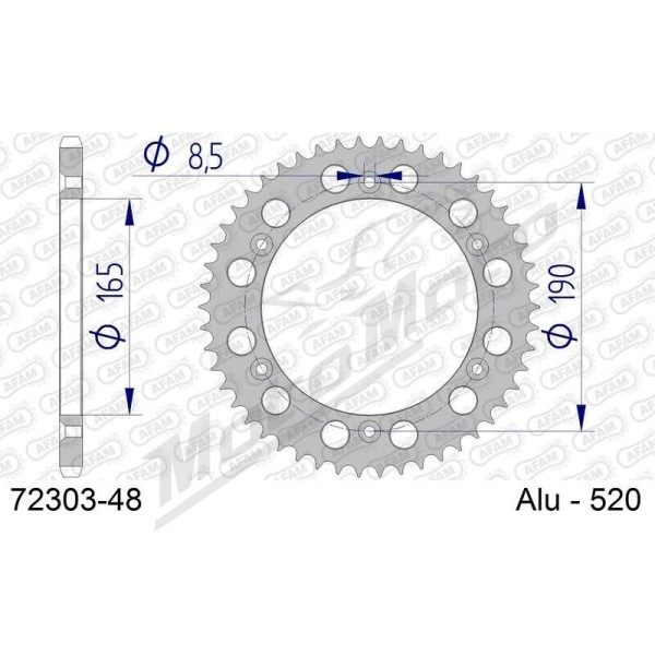 AFAM Aluminium Rear Sprocket 520 48-52 teeth KTM / MAICO 125-600cc 84-94