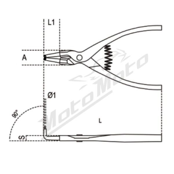 BETA External Circlip Pliers 90° Bent Pattern Size 175