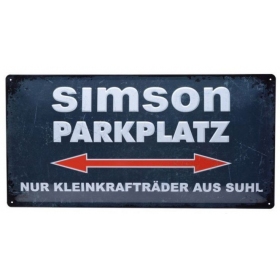 Metal tin sign SIMSON PARKPLATZ 50x25