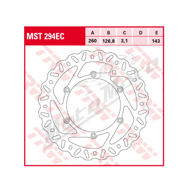 TRW Front left brake disc Beta RR 250-498 05-17