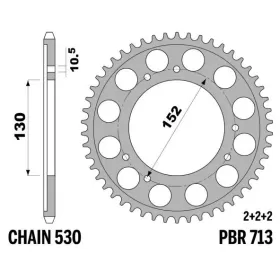 PBR Standard C45 plieninė galinė žvaigždė 713 - 530 CAGIVA ELEFANT / GRAN CANYON / LUCKY EXPLORER 750-900cc 1990-1999