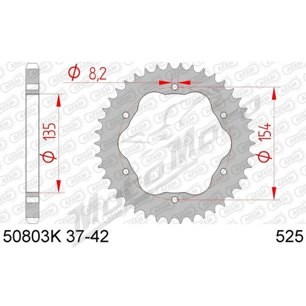 AFAM Steel Standard Rear Sprocket 525 38-42 teeth