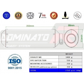 Duslintuvo kompl. Dominator MX YAMAHA RAPTOR 700 R 2015-2021