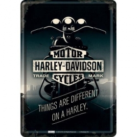 Metal tin board / postcard HARLEY DAVIDSON THINGS ARE DIFFERENT 14x10 