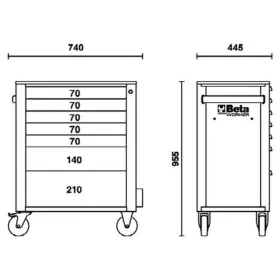 BETA Worker Mobile Roller Cab with 7 Drawers - C24S/7-A