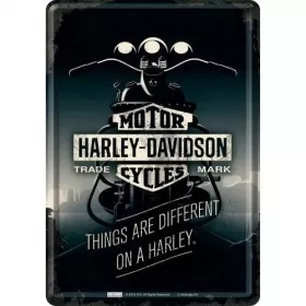 Metal tin board / postcard HARLEY DAVIDSON THINGS ARE DIFFERENT 14x10 