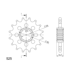 Supersprox Front sprocket 525 16T with rubber bush Honda CB / CBF / CBR / CRF / XL 600-1100cc 96-22
