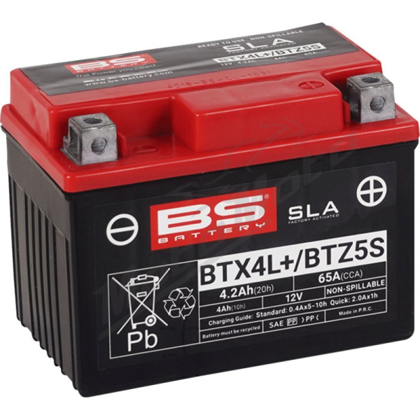 BS BATTERY SLA Factory- Activated AGM Maintenance-Free Battery BTX4L/BTZ5S 12V 4Ah