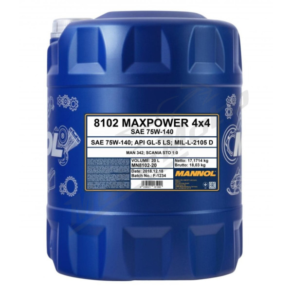 Mannol 4t motociklų variklinė alyva 4x4 75w140 20L