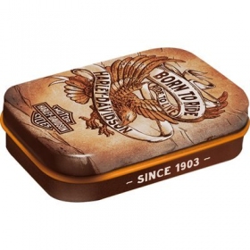 Mėtinių saldainių dėžutė HARLEY DAVIDSON BORN TO RIDE RIDE TO LIVE 62x41x18mm 4vnt.