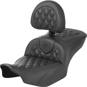 SADDLEMEN Road sofa Lattice Stitch Seat Black/Carbom With Backrest Harley Davidson FLHX / FLTRX / FLTRXSE 1923-1977 23-25