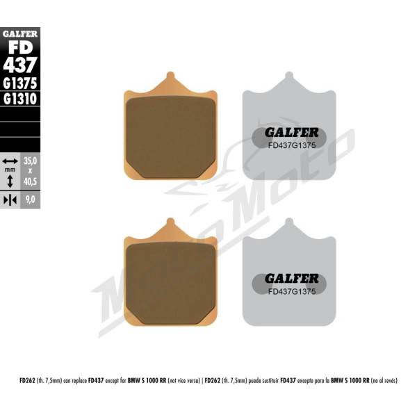 GALFER Sport Front brake pads sintered metal gold KH604/4 BMW / Triumph 900-1000 09-24