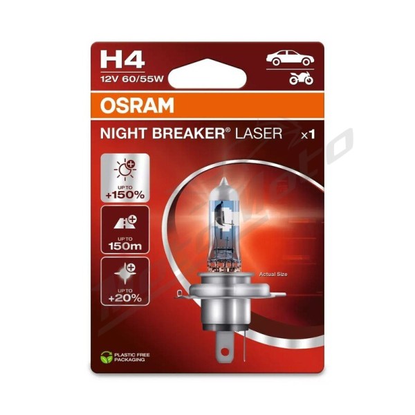 OSRAM H4 Night Breaker Laser Light Bulb 12V 60/55W P43t-38 - 1 piece