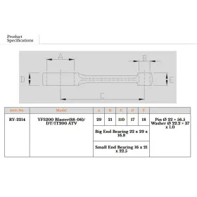 Royal Rods Connecting Rod Yamaha YFS 200 Blaster 1988-2006