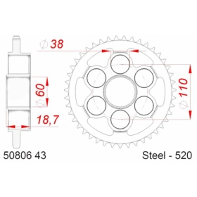 AFAM Steel Standard Rear Sprocket 520 43-45 teeth