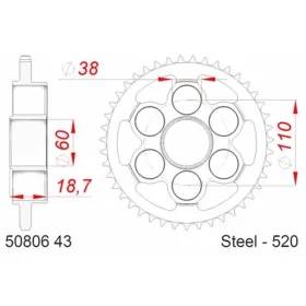 AFAM Steel Standard Rear Sprocket 520 43-45 teeth