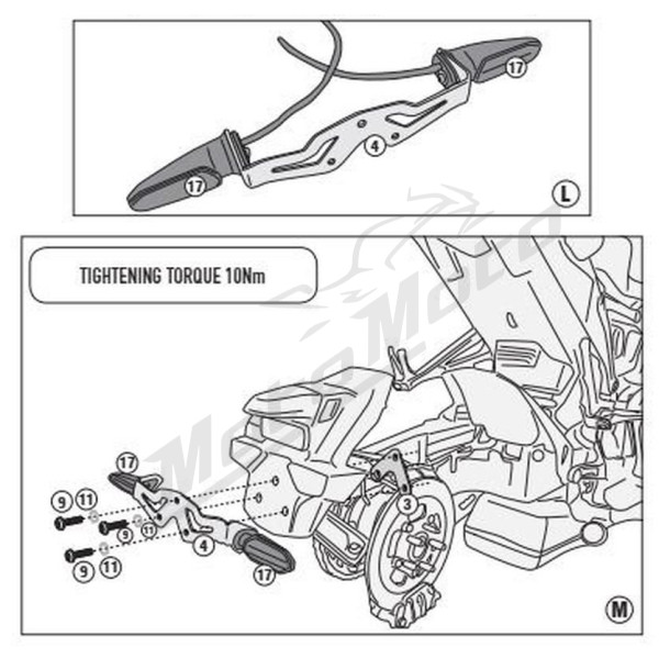 KAPPA Adapter to mount side rack Honda CB 1000RA 18-19