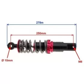 Rear adjustable shock absorber MINARELLI/ PEUGEOT/ MORINI/ Universal 278mm Ø10 M8