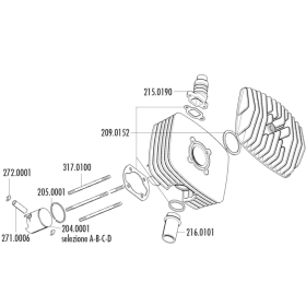 Cilindro komplektas POLINI (aliuminis) Minarelli P4-P6 80cc 2T AC Ø48 / PIN Ø12