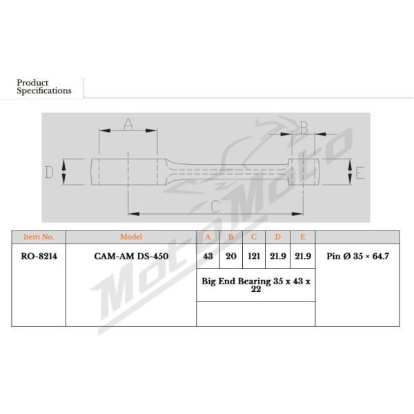 Royal Rods Connecting Rod Can-Am DS 450 2008-2015