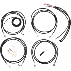 LA CHOPPERS Complete Black Vinyl Braided Handlebar Cable/Brake Line Kit Harley Davidson 1690-1800 14-16