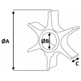 Water pump propeller 68T-44352-00 YAMAHA F9.9 / F6 / F8 