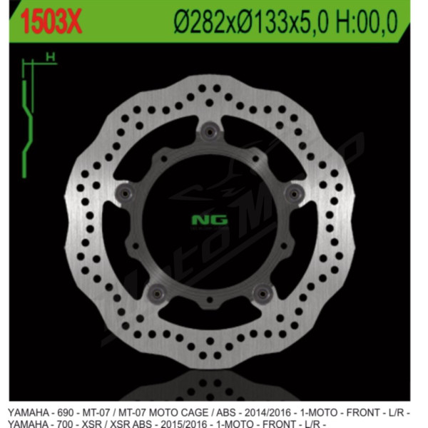 NG Front Floating Brake Disc 282X133X5mm Yamaha Tracer 700cc 16-24