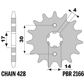 PBR Steel Standard Front Sprocket 2166 - 428 15T