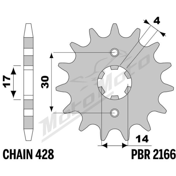 PBR Steel Standard Front Sprocket 2166 - 428 15T