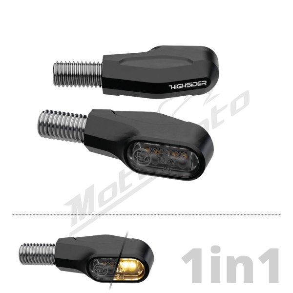 HIGHSIDER pro Ventura-X LED Indicator Black/Smoke E-Approved (Pair) Aprilia / BMW / Honda / Kawasaki / KTM / Suzuki / Triumph / Yamaha 125-1300cc 77-25