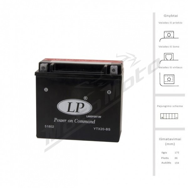 LANDPORT Accumulator 18 Ah 240A EN 12V LTX20-BS AGM